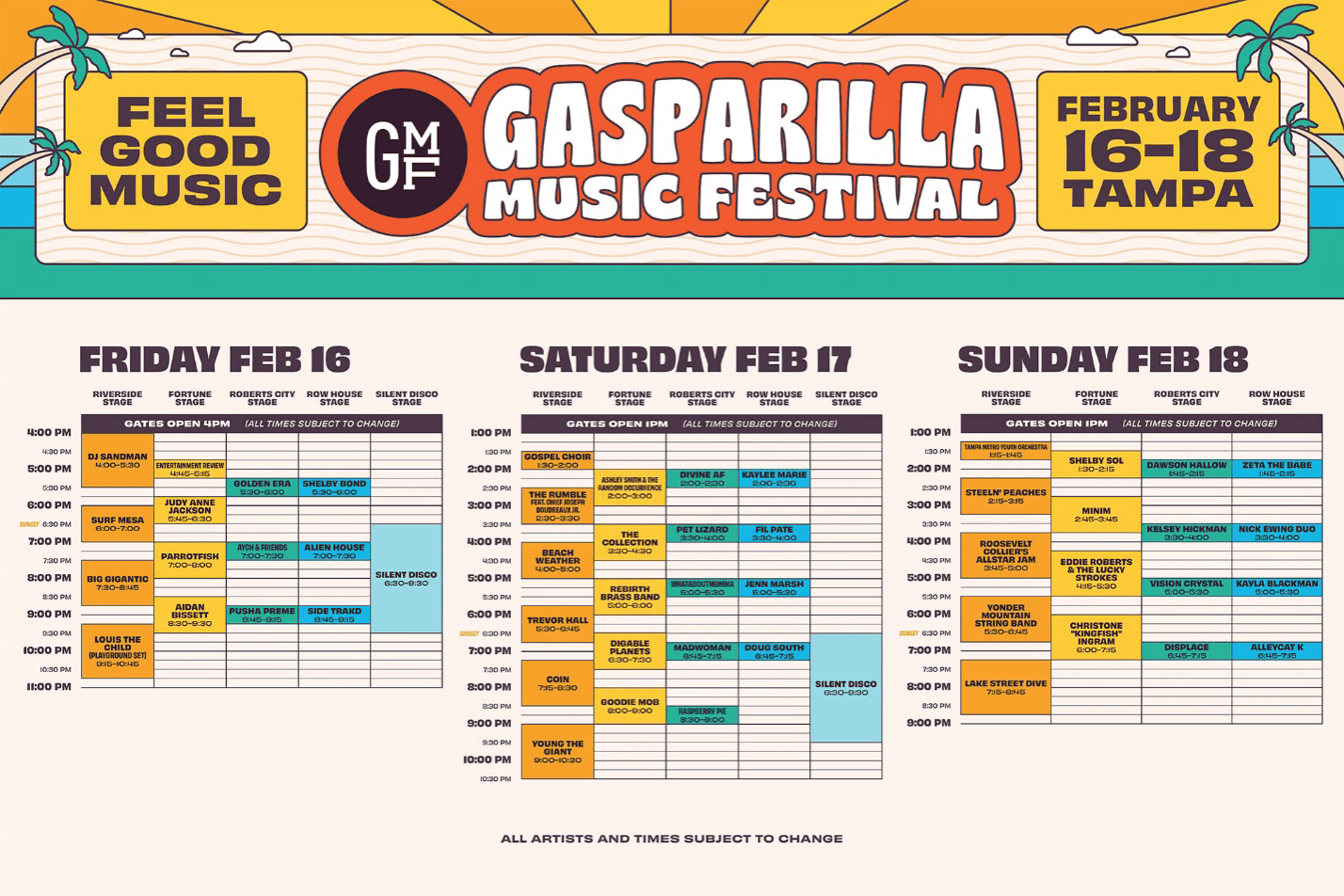 Gasparilla Music Festival Releases Schedule and Set Times Over 50 bands